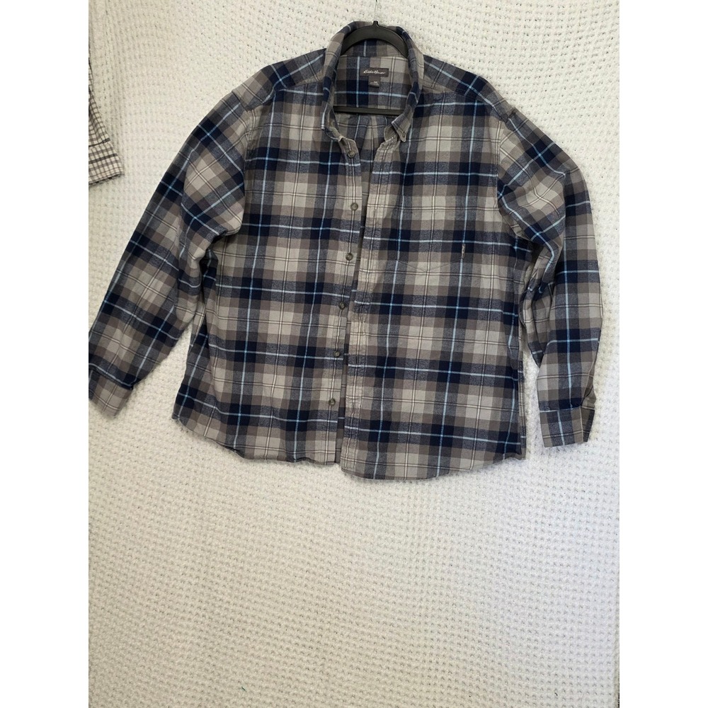 Eddie Bauer Men's 2XL Plaid Flannel Long Sleeve Button Up Shirt Cotton